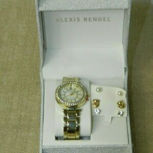 Alexis Bendel  Watch and Earrings Gold Piece Boxed‎